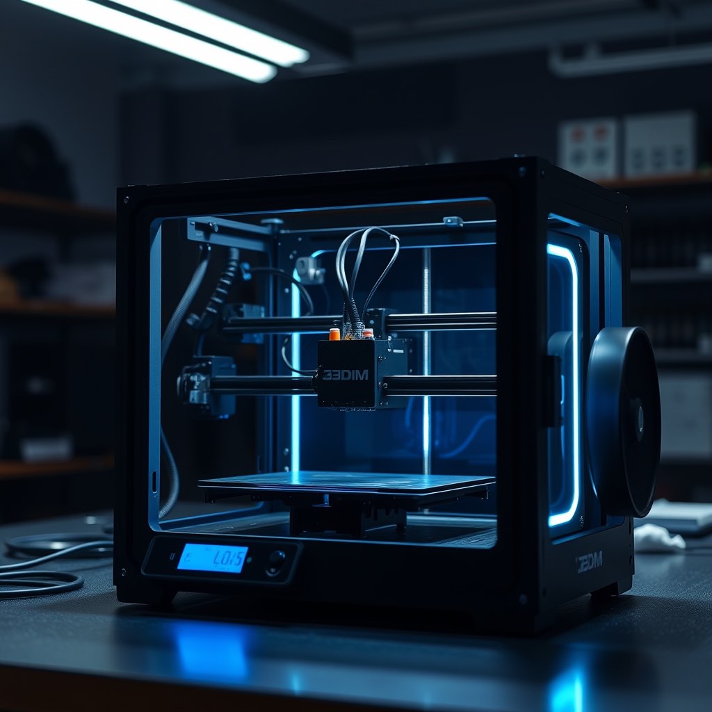 3D printer producing a black electronic device enclosure